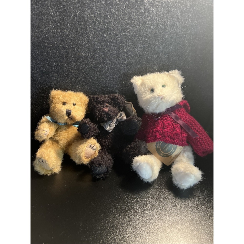 Boyd's Bear Collection Lot of 3 Black, Tan, Chaucers Cat EUC With Tags!